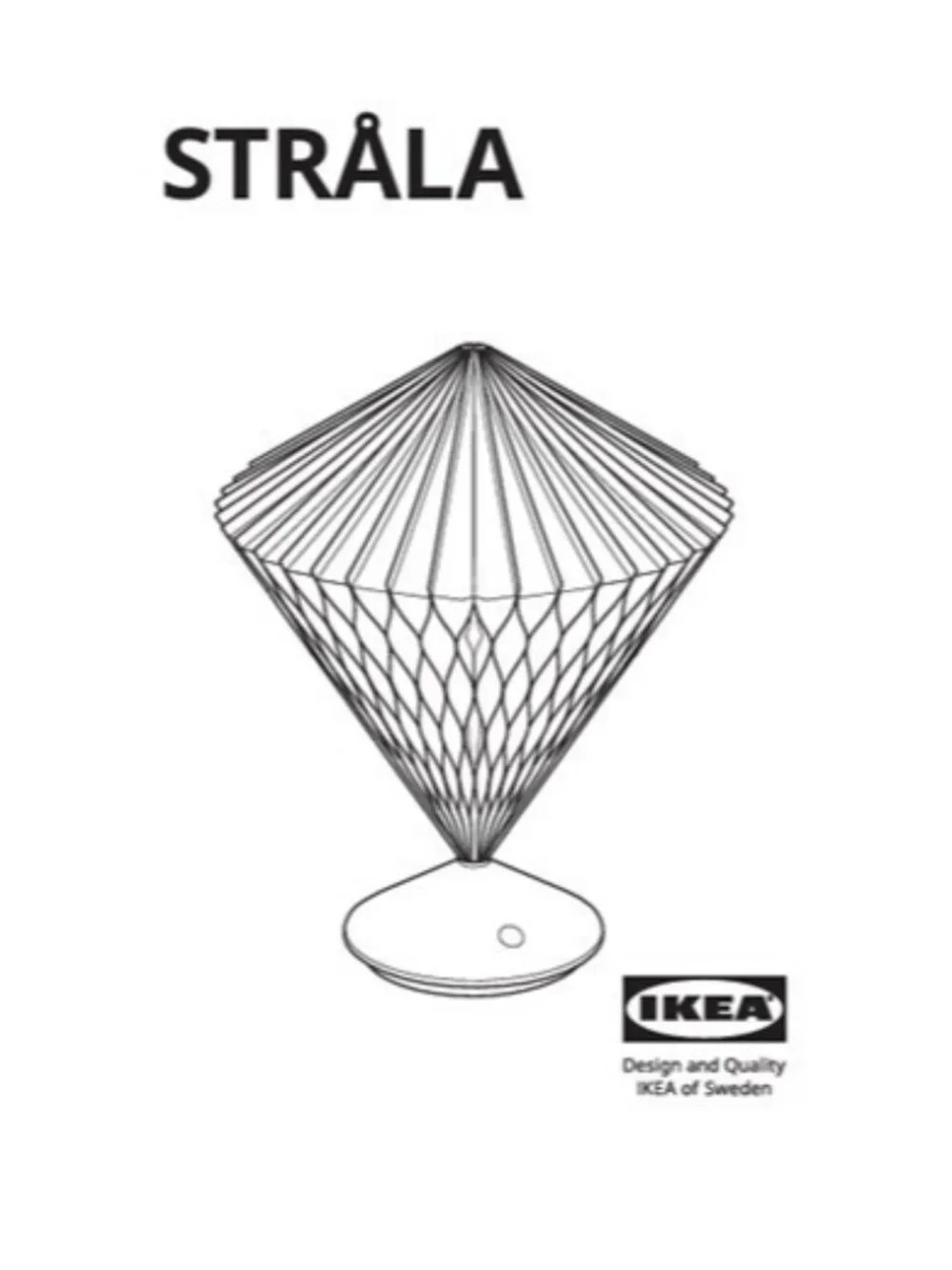IKEA STRÅLA Pleated Diamond-Shaped LED Table Lamp, White, Article 106.066.40